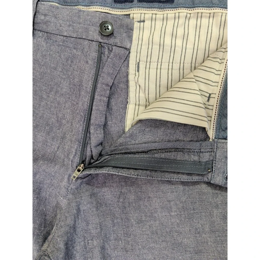 Gap Slim Fit Linen Blend‎ Pants Mens 36x32 Blue Chino Preppy Lightweight Beach